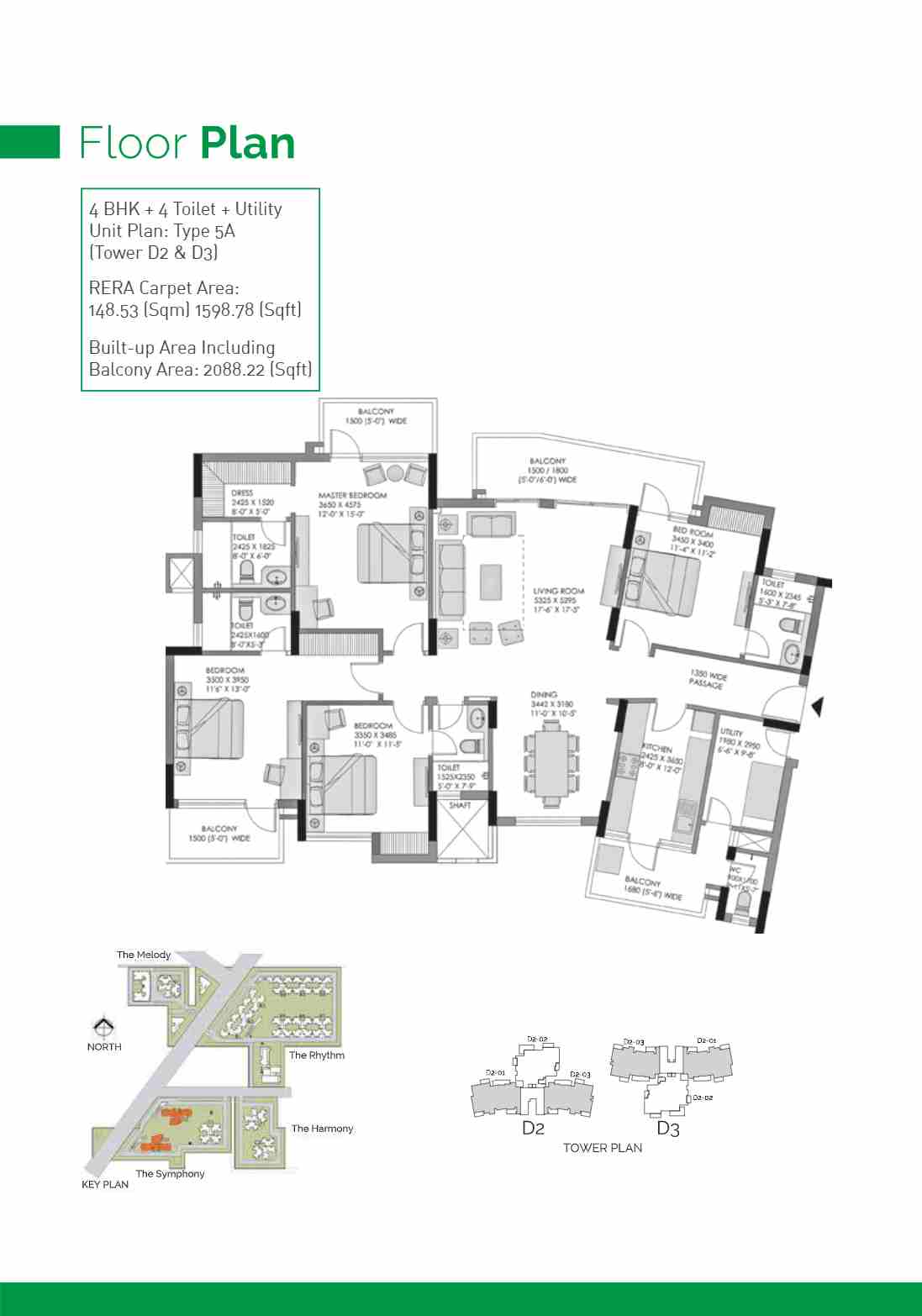 Experion Heartsong 4 BHK apartment and penthouse layout