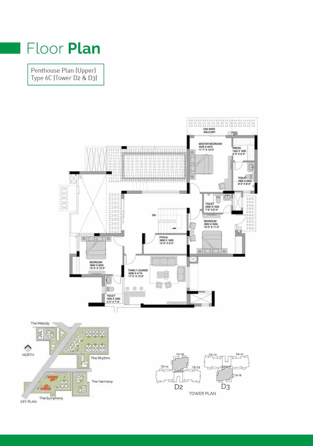 Experion Heartsong 4 BHK apartment and penthouse layout